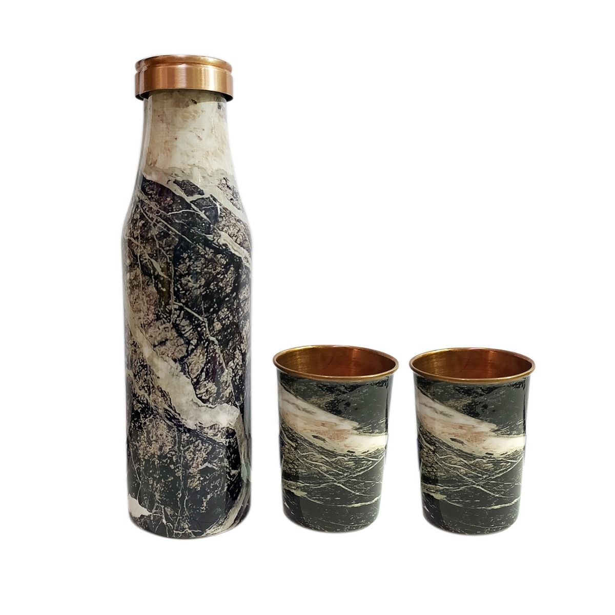 BMC MARBLE PRINT WITH 2 GLASS GIFT SET